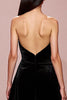 Load image into Gallery viewer, Simple Black Long Velvet Strapless Evening Dress