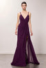 Load image into Gallery viewer, Purple Sheath Chiffon Ruched Long Evening Dress with Slit