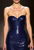 Load image into Gallery viewer, Sparkly Navy Sequin Mermaid Sweetheart Long Evening Dress