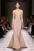 Load image into Gallery viewer, Simple Champagne Mermaid Satin Backless Long Evening Dress
