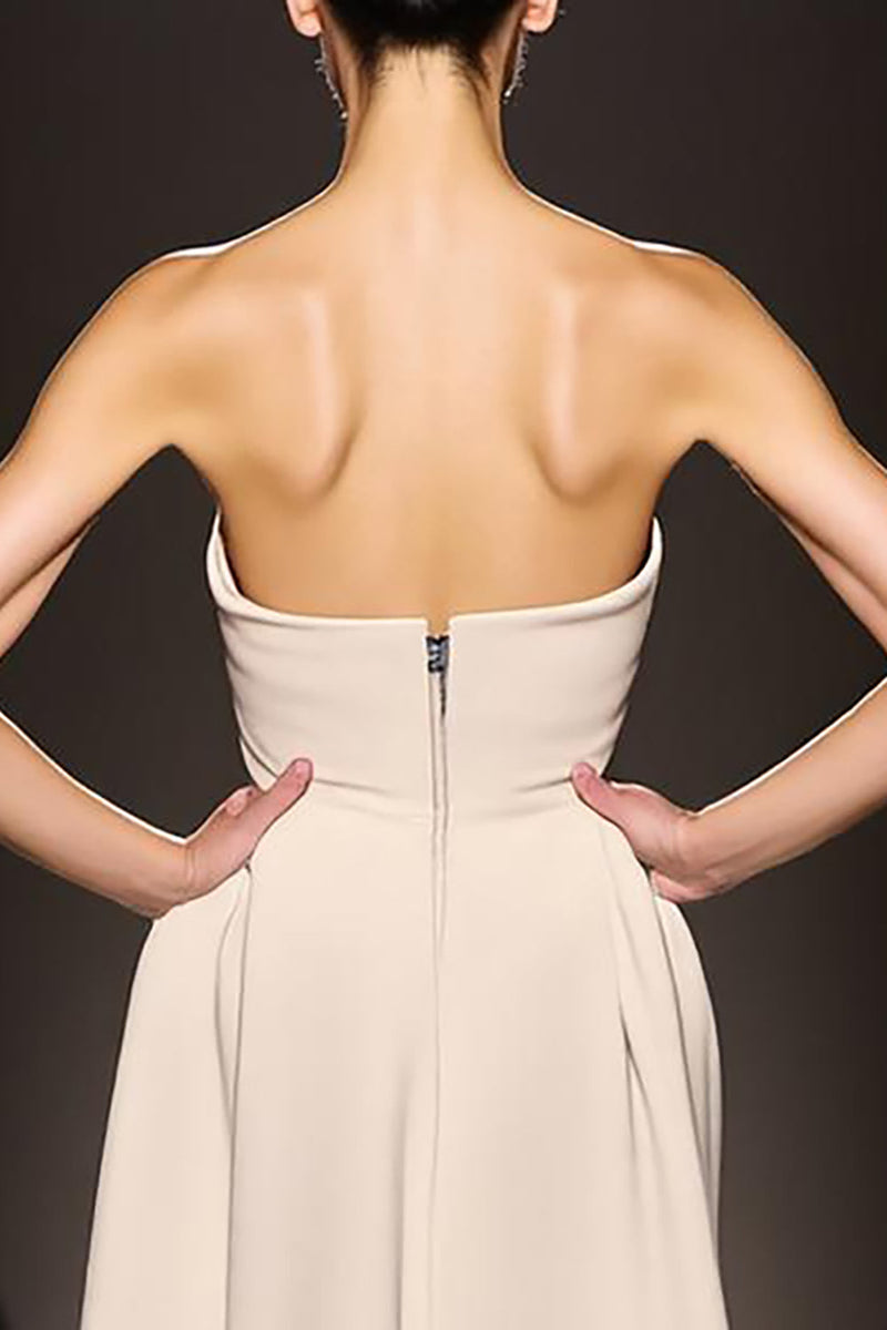Load image into Gallery viewer, Simple Ivory Sheath Strapless Satin Backless Long Evening Dress