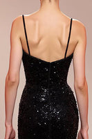 Load image into Gallery viewer, Sparkly Black Sequin Corset Mermaid Long Evening Dress
