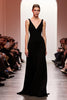 Load image into Gallery viewer, Simple Black V-Neck Backless Sheath Long Evening Dress