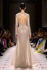 Load image into Gallery viewer, Sparkly Champagne Long Sleeves Mermaid Evening Dress with Zippers