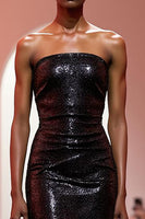 Load image into Gallery viewer, Sparkly Black Mermaid Sequin Strapless Long Evening Dress