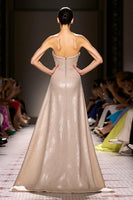 Load image into Gallery viewer, Sparkly Champagne Strapless Sheath Long Evening Dress