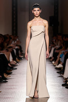 Load image into Gallery viewer, Simple Ivory Sheath Ruched Strapless Long Evening Dress with Slit