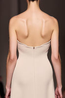 Load image into Gallery viewer, Simple Ivory Sheath Ruched Strapless Long Evening Dress with Slit