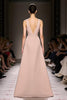 Load image into Gallery viewer, Simple Champagne Deep V-Neck Satin Sheath Long Evening Dress with Slit
