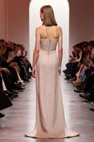 Load image into Gallery viewer, Sparkly Champagne Sequin Strapless Long Evening Dress with Slit