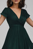 Load image into Gallery viewer, Dark Green A Line V-Neck Tulle Maxi Evening Dress