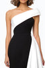 Load image into Gallery viewer, Black and White Satin Mermaid Maxi Evening Dress with Ruffles