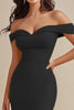 Load image into Gallery viewer, Black Off the Shoulder Satin Maxi Mermaid Evening Dress