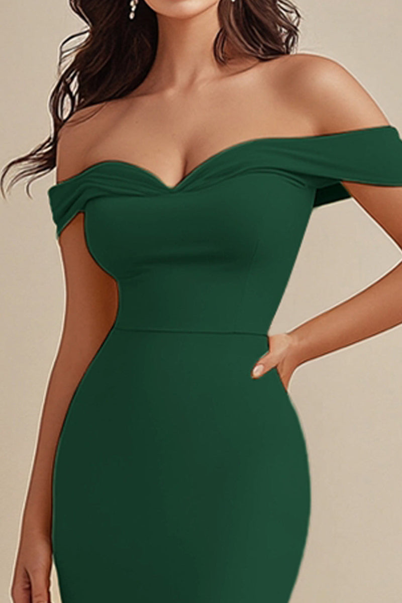 Load image into Gallery viewer, Black Off the Shoulder Satin Maxi Mermaid Evening Dress