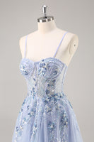 Load image into Gallery viewer, Sparkly Green Corset Sweetheart Long Prom Dress with Appliques