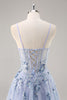 Load image into Gallery viewer, Sparkly Grey Pink Corset Sweetheart Long Prom Dress with Appliques