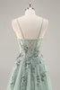 Load image into Gallery viewer, Sparkly Green Corset Sweetheart Long Prom Dress with Appliques