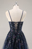 Load image into Gallery viewer, Sparkly Green Corset Sweetheart Long Prom Dress with Appliques