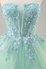 Load image into Gallery viewer, Sparkly Green Corset Strapless Long Prom Dress with Ruffles