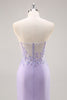 Load image into Gallery viewer, Sparkly Lilac Tulle Strapless Corset Long Prom Dress with Appliques