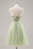 Load image into Gallery viewer, Green Floral Corset Tulle Short Prom Dress with Appliques