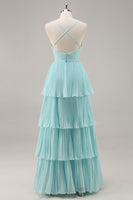Load image into Gallery viewer, Green Chiffon A Line Tiered Maxi Pleated Prom Dress