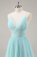 Load image into Gallery viewer, Green Chiffon A Line Tiered Maxi Pleated Prom Dress