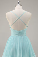 Load image into Gallery viewer, Green Chiffon A Line Tiered Maxi Pleated Prom Dress