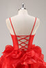 Load image into Gallery viewer, Red Organza Corset Ruffled Short Prom Dress with Bows