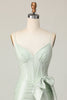 Load image into Gallery viewer, Sage Spaghetti Straps Corset Short Prom Dress with Bow