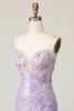 Load image into Gallery viewer, Sparkly Lilac Corset Sequins Tight Short Prom Dress