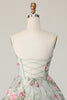 Load image into Gallery viewer, Sage Flower Corset Spaghetti Straps Short Prom Dress