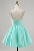 Load image into Gallery viewer, Sparkly Fuchsia Satin Ruched Short Prom Dress with Beading