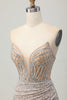 Load image into Gallery viewer, Sparkly Sliver Sequins Bodycon Strapless Short Corset Prom Dress