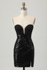 Load image into Gallery viewer, Sparkly Black Sequins Sweetheart Tight Short Prom Dress