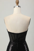 Load image into Gallery viewer, Sparkly Black Sequins Sweetheart Tight Short Prom Dress