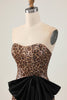 Load image into Gallery viewer, Sparkly Brown Leopard Short Sequins Tight Prom Dress with Bow