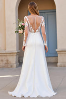 Load image into Gallery viewer, Ivory A Line Long Sleeves Sweep Train Wedding Dress with Lace