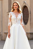 Load image into Gallery viewer, Ivory V-Neck Satin Sweep Train Wedding Dress with Sleeves