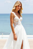Load image into Gallery viewer, Ivory A Line Boho Sweep Train Wedding Dress with Slit