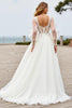 Load image into Gallery viewer, Ivory Floral A Line Sweep Train Wedding Dress with Sleeves