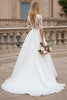 Load image into Gallery viewer, Ivory A Line High Neck Sweep Train Wedding Dress with Lace