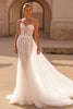 Load image into Gallery viewer, Ivory Sweetheart Tulle A Line Sweep Train Wedding Dress with Lace