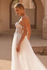 Load image into Gallery viewer, Ivory Sweetheart Tulle A Line Sweep Train Wedding Dress with Lace