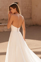 Load image into Gallery viewer, Ivory Strapless Chiffon A Line Sweep Train Wedding Dress