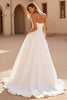 Load image into Gallery viewer, Ivory A Line Satin Strapless Sweep Train Wedding Dress