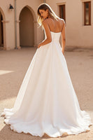 Load image into Gallery viewer, Ivory A Line Satin Strapless Sweep Train Wedding Dress