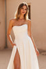 Load image into Gallery viewer, Ivory A Line Satin Strapless Sweep Train Wedding Dress