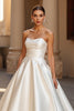 Load image into Gallery viewer, Ivory Ball Gown Satin Strapless Sweep Train Wedding Dress