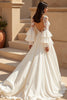 Load image into Gallery viewer, Ivory Ruffled Chiffon Boho Sweep Train Wedding Dress with Sleeves